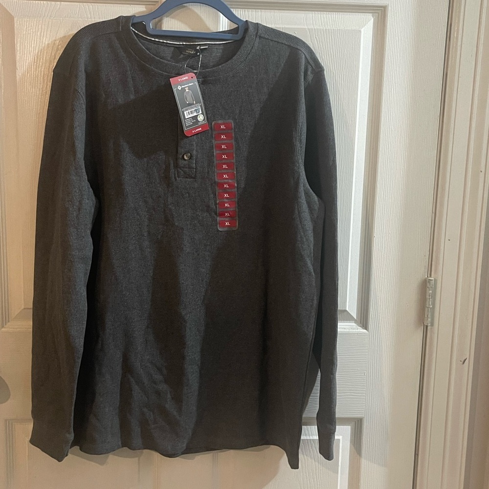 Classic Charcoal Long Sleeve Henley for Men
